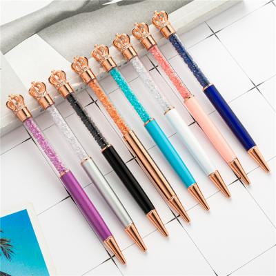 China Crown Copllent Brand Fashion Crown Crystal Ball Pens Custom Fine Tip Metal Pens With Cool Logo for sale