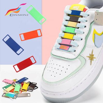 China Wholesale Custom White Metallic Plate Laces Clog Charm Charms Shoe Accessories Buckles Lace Lock Tag for sale