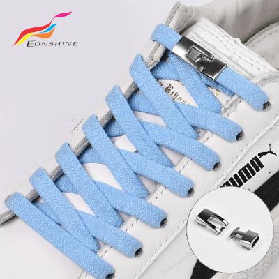 China Flat lay 2019 newest metal hook cross buckle non-slip flat no tie elastic lace for sport for sale