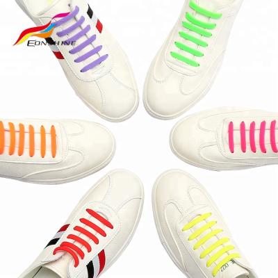 China Flat New Arrivals Flat Rubber Lace No Tie Elastic Laces Silicone Without Laces Sports Shoes for sale