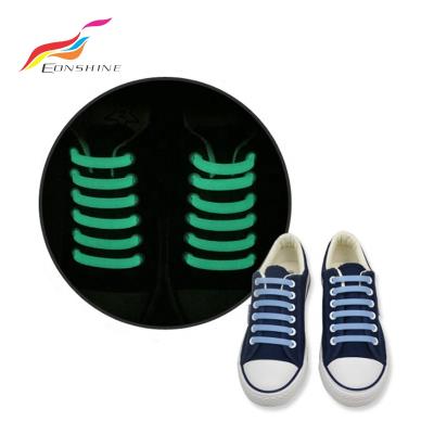 China 2019 Fashions Flat Glow In The Dark Arrow Shape Silicone Elastic Rubber Shoe Lace for sale