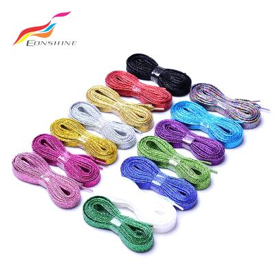 China Factory Direct Sale 1cm Flat Width Bulk Glitter Flat Laces For Holidays for sale