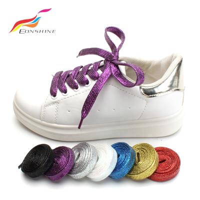 China Beautiful High Quality Flat Shinny Metallic Yarn Glitter Gold Laces for sale