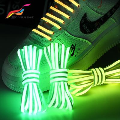 China Semicircle Oval Luminous Glow in the Dark Oval Hand String Polyester Lace for Sneakers for sale