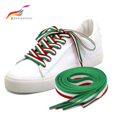 China 47 Inch Patriot Style Stripe Lace Flat Wholesale Colorful Long Thin Shoe String For Sneakers for sale