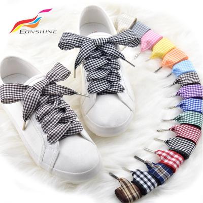 China High Quality Flat Elegant 100% Polyester Grid Pattern Plaid Ribbon Lace For Youths for sale