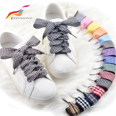 China Fashion Flat 120cm Long 2.5 Cm Wide Scottish Style Soft Polyester Plaid Ribbon Laces For Youths for sale