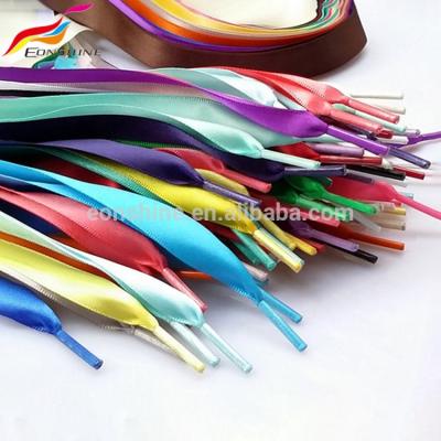 China Flat 24 Colors 20mm Satin Plain Colored Shoe Laces for sale