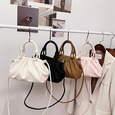 China Fashion Women Shoulder Crescent Bag Lady Fashion Handbag Pleated Small Tote Bag PU Summer Cute Leather Popular Design Small Armpit Bag for sale