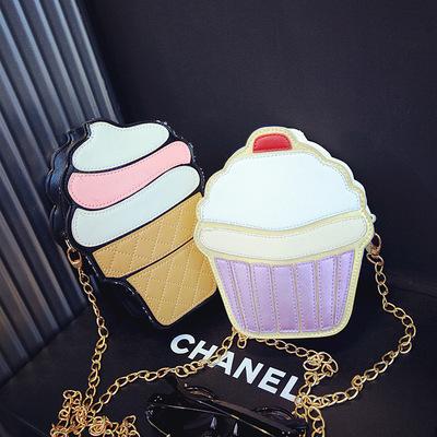 China New Cartoon Fashion Cartoon Hamburger Ice Cream Cake Wholesale Cute Small Bag One-Shoulder Diagonal Chain Bag for sale