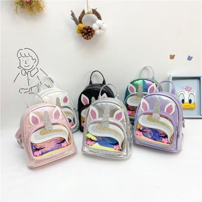 China Cute Unicorn Backpack Mini School Bag Kids Girl School Bags Rainbow PU Eco-friendly Laser Anti-theft for sale