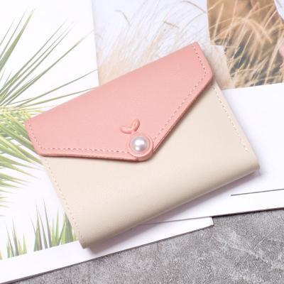 China Pearl 2021 Fashion Women's Short PU Simple Ladies Wallet Purse Mini Wallet for sale