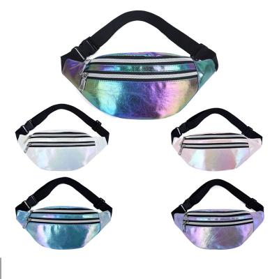 China Wholesale Custom Waterproof Bag Anti-theft Fanny Pack Waist Bag Amazon Shinny Holographic Laser Logo Waist Bag For Women for sale