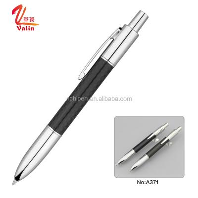 China office & School Pen High Quality Carbon Fiber Open Click Ballpoint Pens For Students for sale