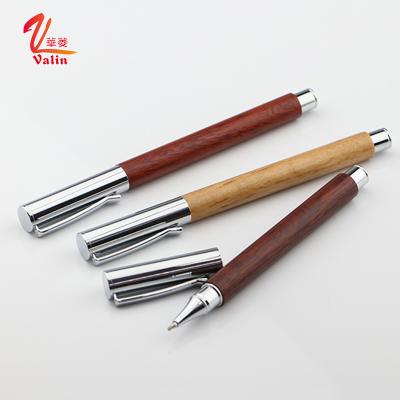 China office & School Pen Wholesale Price Simple Design Metal Roller Pen With Wooden Barrel for sale