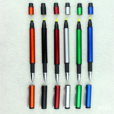 China Normal 2 in 1 plastic ballpoint pen with highlighter with custom colors and custom logo for sale