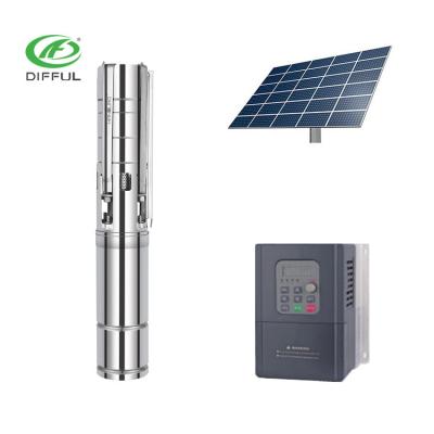 China High efficiency 4hp AC/DC solar submersible water pump for agriculture for sale