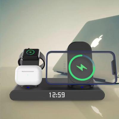 China â ‰ ¤ 8mm New Arrival ABS Material PSE Certification 5 in 1 Detachable Wireless Charger 15W Clock Multifunctional Fast Wireless Charger for sale