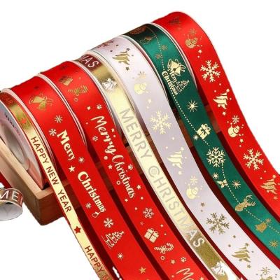 China Cheap Viable Gift Box Christmas Decor Packaging Ribbon Printed Heart Ribbon Decorative Printed Custom Ribbon With Logo for sale