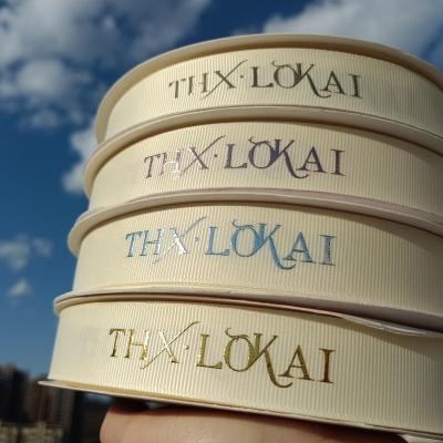 China Cheap Viable Grosgrain Ribbon Gold Foil 3D Packaging Ribbons Quality Customized Printed Grosgrain Printed Ribbon With Logo for sale