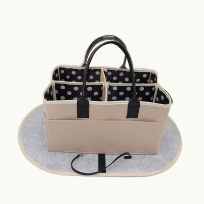 China Multifunctional Purpose Felt Baby Diaper Cart Organizer Baby Nursery Storage Diaper Tote Bag China Supplier for sale