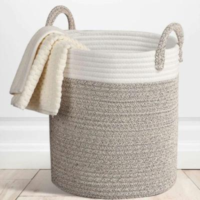 China New Sustainable Large Laundry Basket Cotton Wash Clothes Box Baby Organizer Storage Basket Laundry Basket for sale