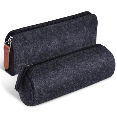 China Dark Gray Felt Pen Pencil Case Multifunctional Purpose Stationery Pouch Filter Frame Cosmetic Bags, Set of 2 for sale