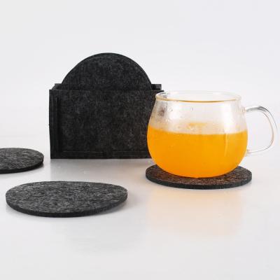 China Viable Unique Round Felt Cup Glass Coaster Mat Premium Felt Cup Coaster Set for sale