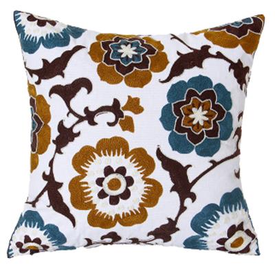 China Sofa Wholesale Vintage Floral 18*18 inch Cotton Embroidery Pattern Cushion Cover for sale