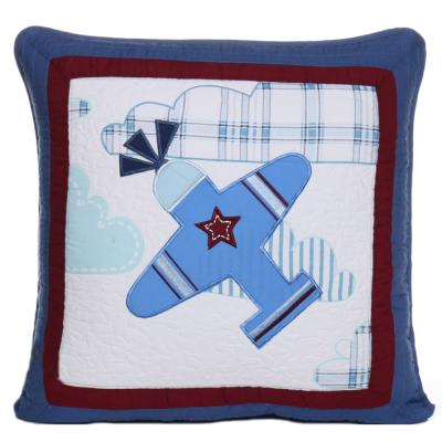 China American Children Decorative Cotton Applique Sofa Throw Cushion Cover Flat 50 x 50 cm for sale