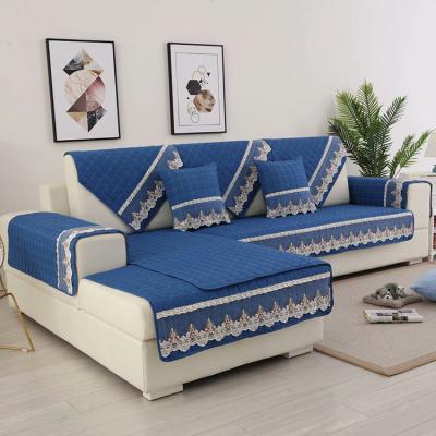 China Sample Simple Modern Style L Shape Couch Sofa Cover Set Lace Couch Protector Sofa Cover 3 Cushion Design for sale