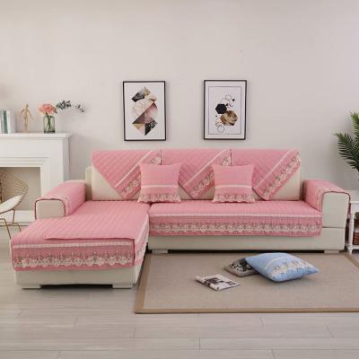 China 2020 New Arrival Plain Sofa Cover Design Cotton Lace Slipcover Set Slipcover Elegant for sale