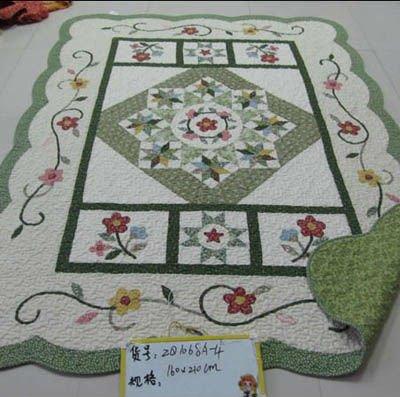 China Handmade Applique Patchwork Cotton Rugs and Blankets for sale