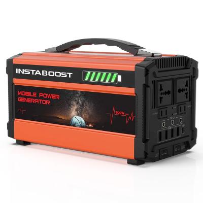 China Fast Charging Support Lightweight Handle Portable Solar Generator 110V-220V AC Outlet 500W Power Bank Station For Camping for sale