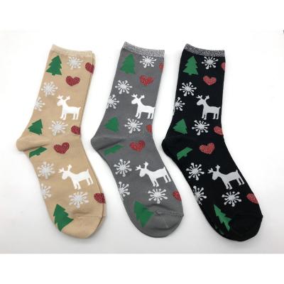 China New cartoon QUICK DRY tube sock Christmas daily custom socks knitted Christmas deer socks for sale