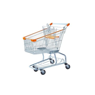 China Low Price 60-210L Folding Metal Hand Push Supermarket Shopping Trolley With Casters for sale