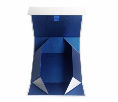 China Foldable Rigid Apparel Boxes with Silk Ribbon Closing Flat Ship Gift Box for sale