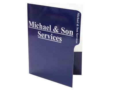 China Blue Color Paper Presentation Folders With Two Pockets Inside for sale