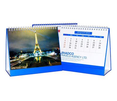 China White YO Ring Bound Desk Calendar Printing For Travels Agency Company for sale