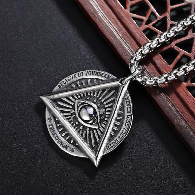 China Environmental Friendly Jewelry Creativity Gift Punk Male Masonic Demon Eye Stainless Steel Pendants for sale