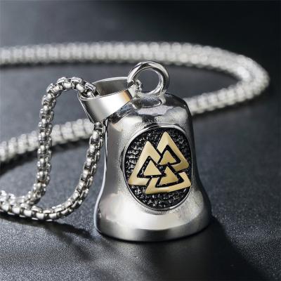 China Vintage Environmental Friendly Men's Viking Jewelry Stainless Steel Pendant Bell Thor Nordic Retro Retro Rune Totem Icon Trend Hip Hop Rock Style for sale