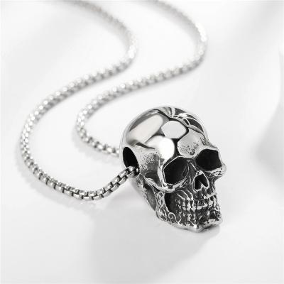 China New Cool Sale One Chain Titanium Fashion Ornament Punk Gothic Men's Skull Necklace Pendant Unique Custom Hot Steel Environmental Friendly Vintage for sale