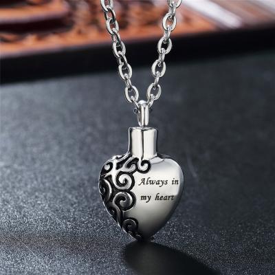 China Vintage Retro Environmental Friendly Keepsake Stainless Steel Memorial Funeral Cremation Ash Urn Heart Pendant for sale