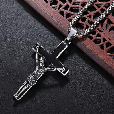 China Amazon Environmentally Friendly Collection Men's Jesus Crucifix Cross Stainless Steel Pendant for sale