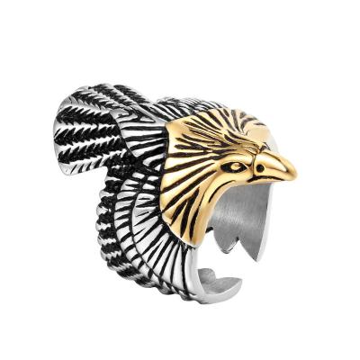 China United States Army Stainless Steel Military Animal Eagle Silver Gold Men Punk Punk Ring for sale