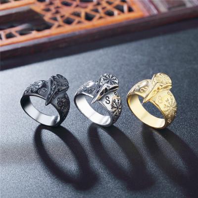 China No Viking Vintage Thor's Hammer Wolf Norse Head Religious Men Accessories Stainless Steel Pending Ring for sale