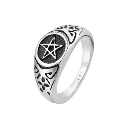 China No Star Filigree Cute Fashion New Pentagon Band Grades 7-12 Stainless Steel Ring for sale