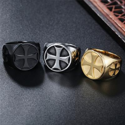 China Religious Symbol Seal Ring Stainless Steel Round Cross Logo Black Oil Stock Multi Length Dome for sale