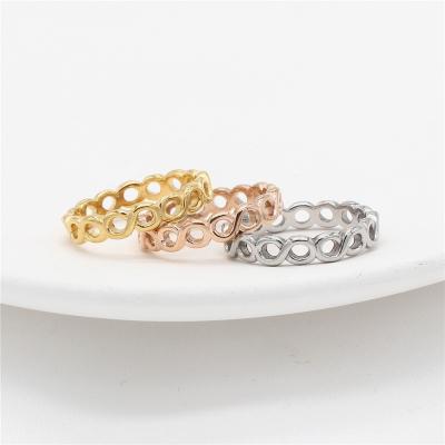 China Fashion 316L Punk Vintage 8 Number Design 18K Gold Plated Women Stainless Steel Ring for sale