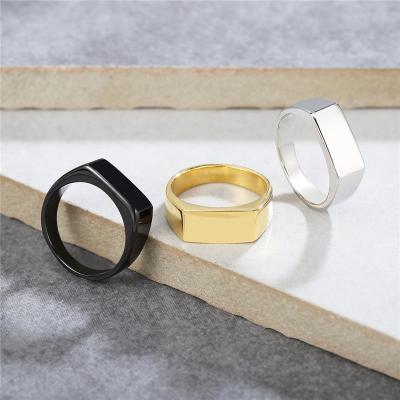 China Punk Geometric Retro Square Vintage Seal Stainless Steel Simple Simple Popular Ring for sale